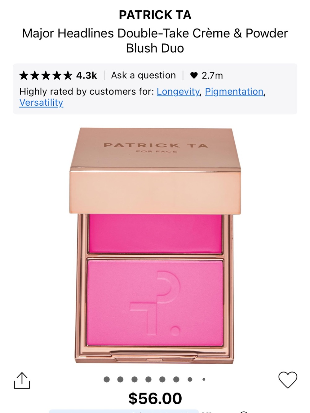 Patrick Ta Major Headlines Double-Take Crème and Powder Blush Duo